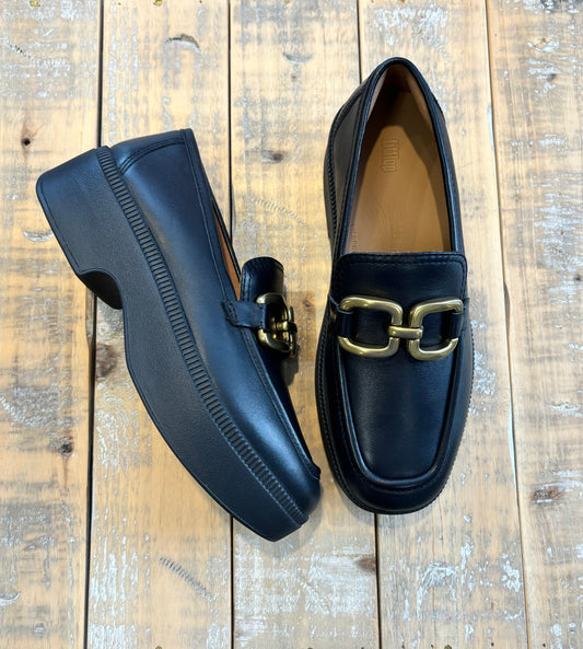 Fit Flop Women's F-Luma Square - Chain Black Leather