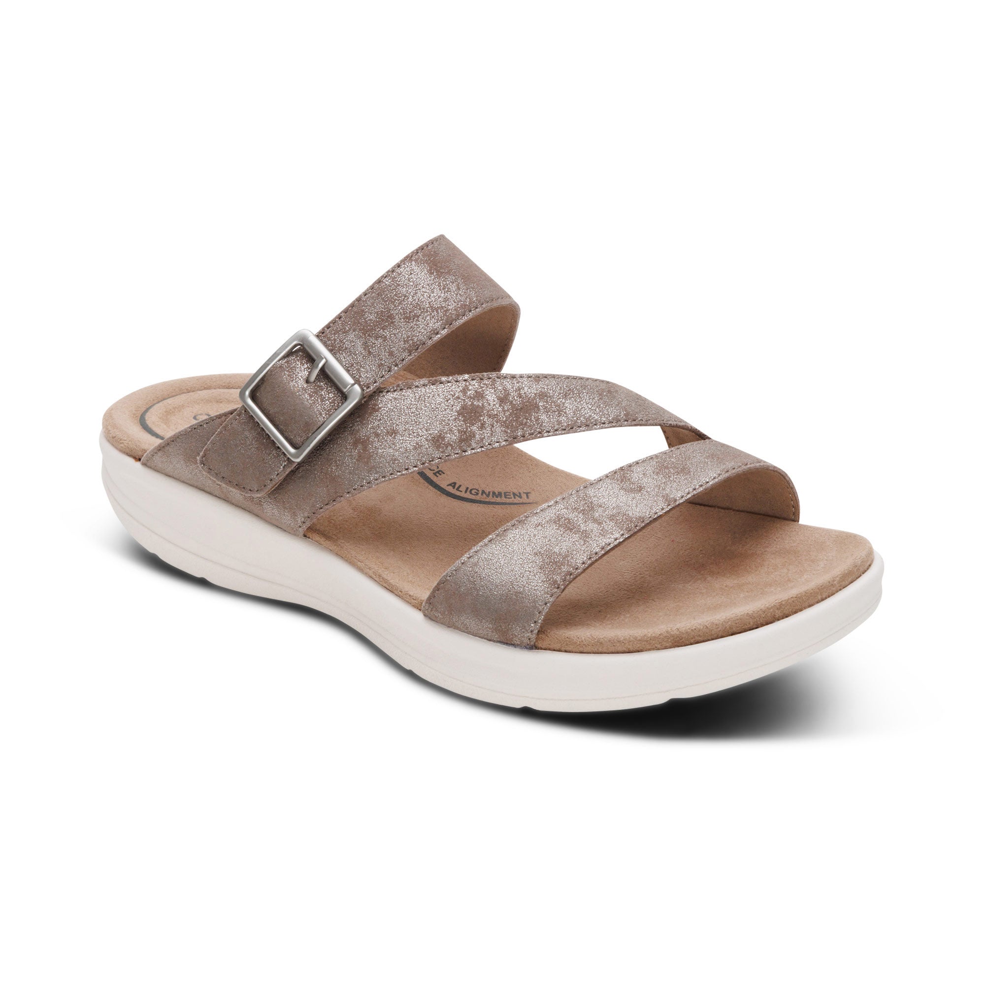 Aetrex Jenny Adjustable Slide in Taupe  (with BioRocker™ Technology)