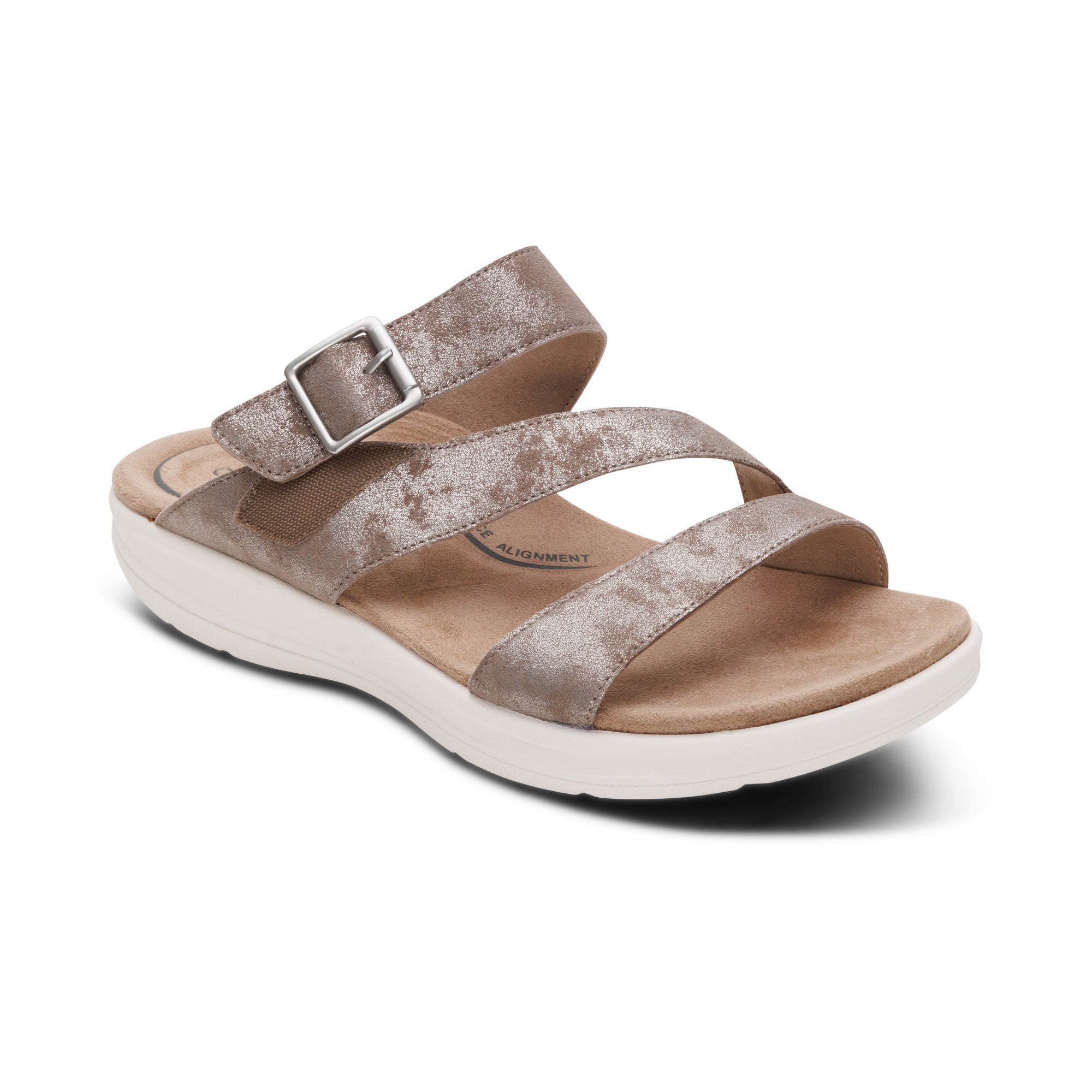Aetrex Jenny Adjustable Slide in Taupe  (with BioRocker™ Technology)
