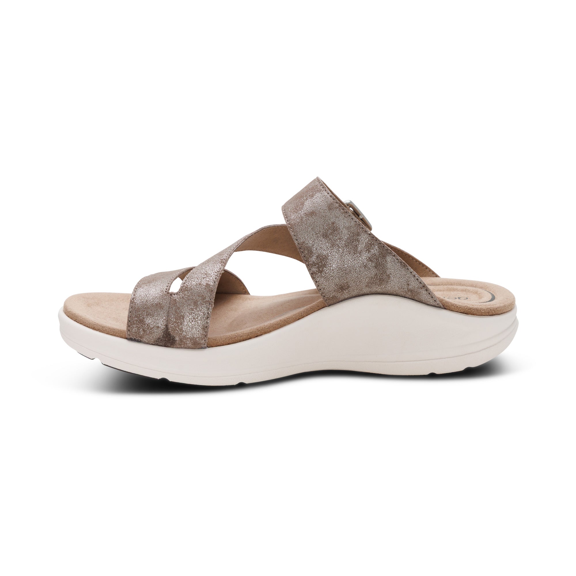 Aetrex Jenny Adjustable Slide in Taupe  (with BioRocker™ Technology)