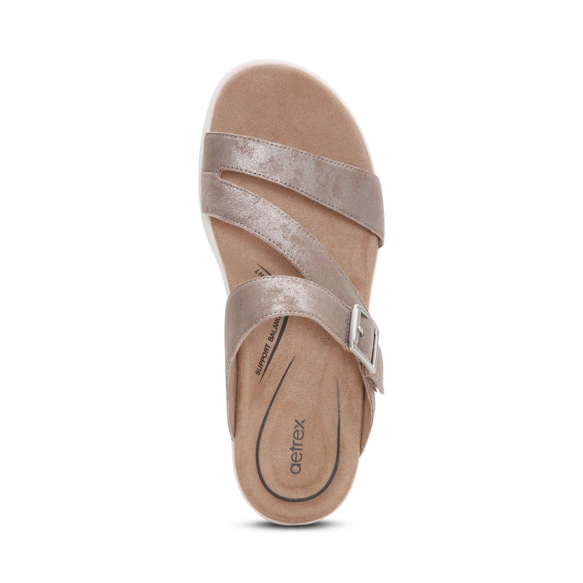 Aetrex Jenny Adjustable Slide in Taupe  (with BioRocker™ Technology)