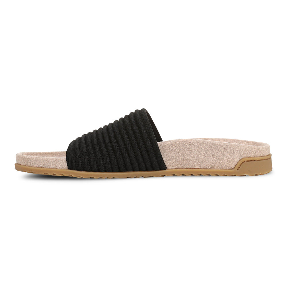 Vionic Evie Knit Slide Sandal in Black