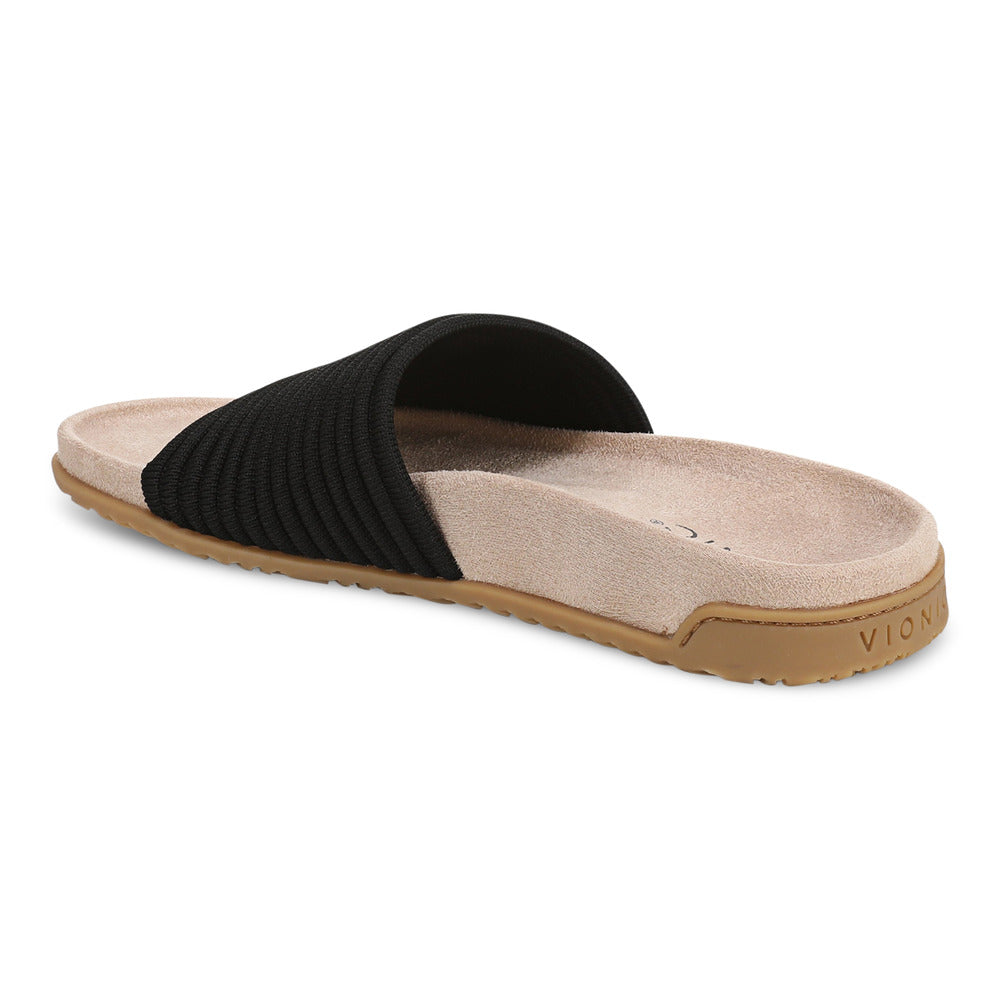 Vionic Evie Knit Slide Sandal in Black