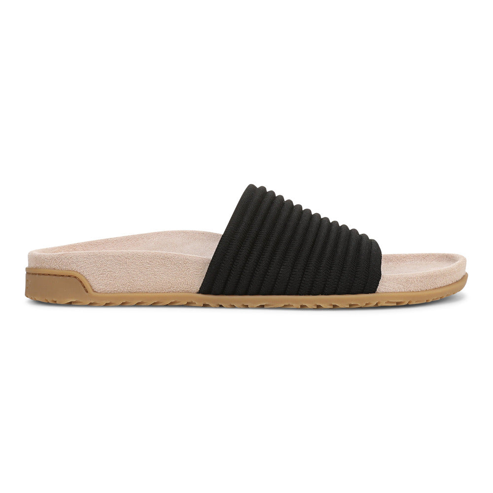Vionic Evie Knit Slide Sandal in Black