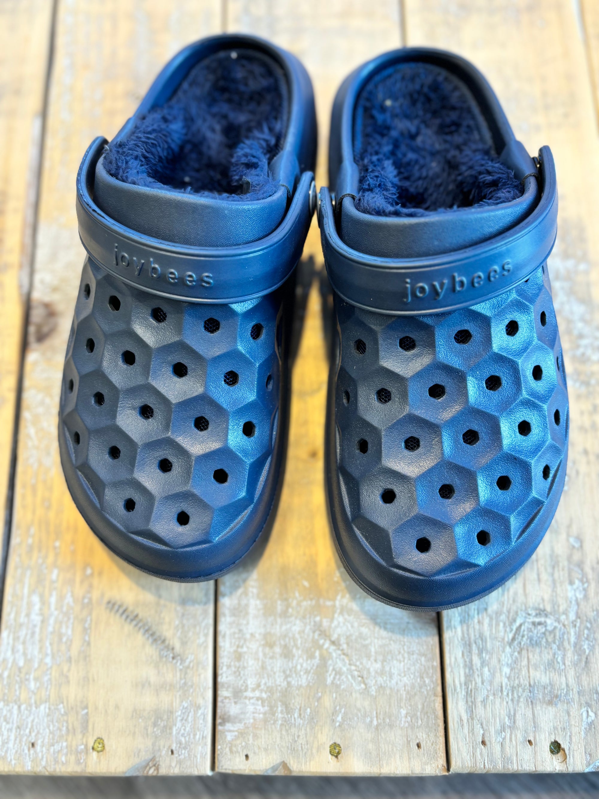 Joybees Unisex Varsity Lined Clog in True Navy/Faded Blue