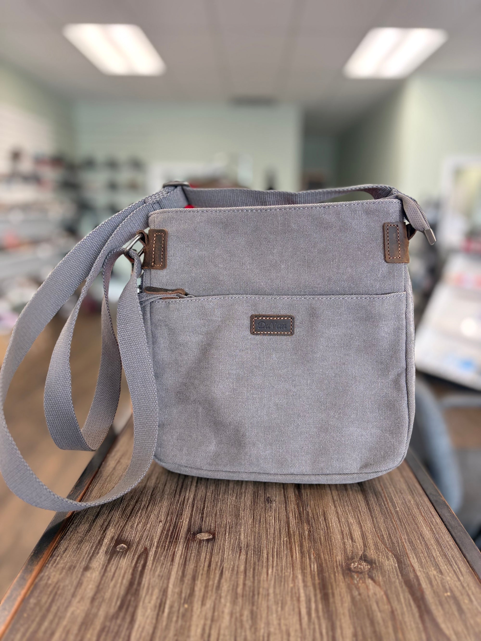DAVAN Small Canvas Shoulder Bag CHARCOAL - SB 609