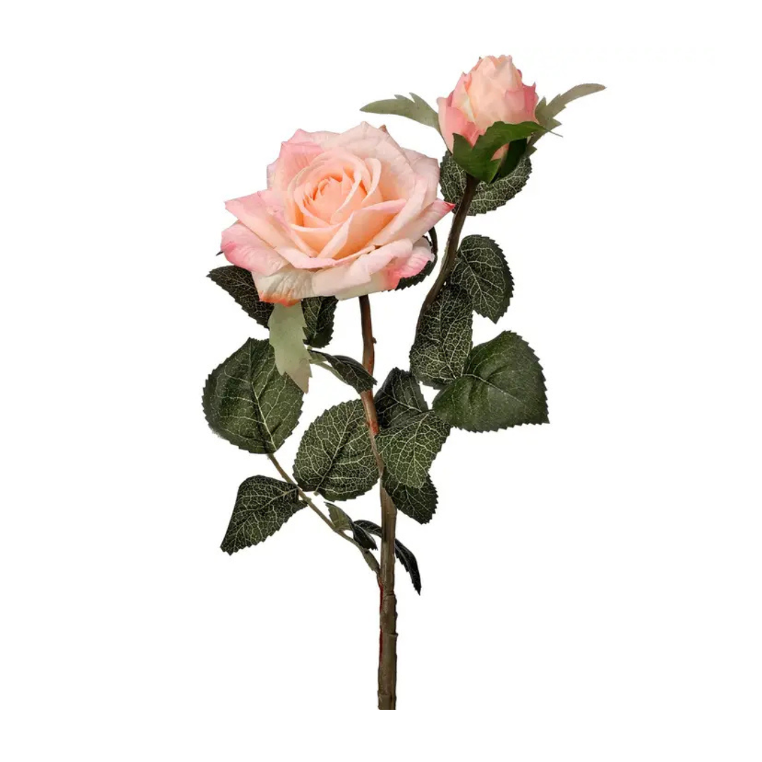 Juliette Rose with Bud 18.5" - Cream/Pink