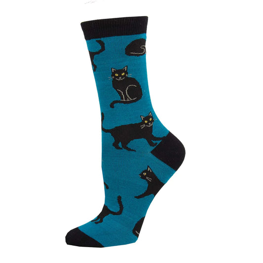 Socksmith Women's Black Cat in Blue