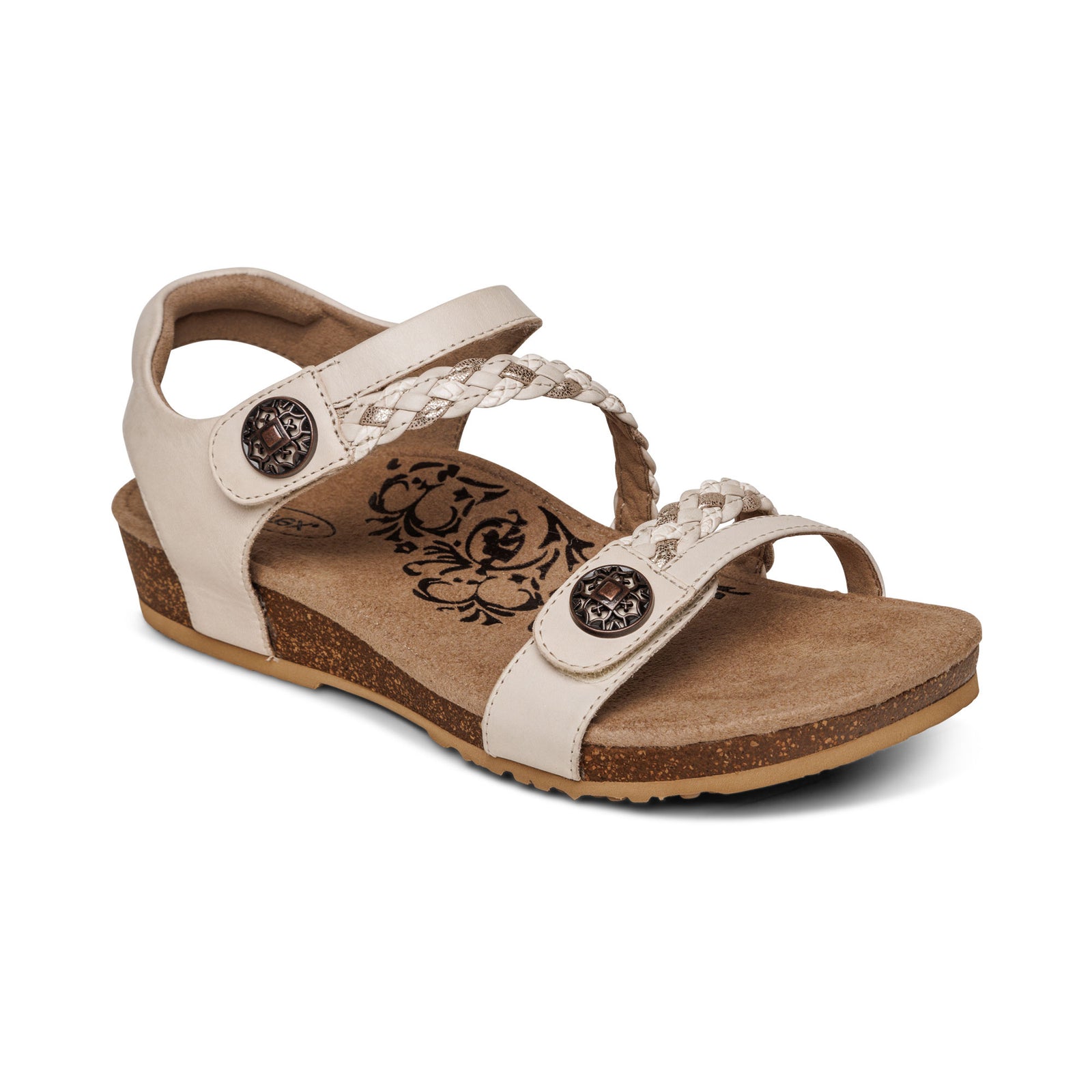 Aetrex Jillian Quarter Strap Braid Ivory