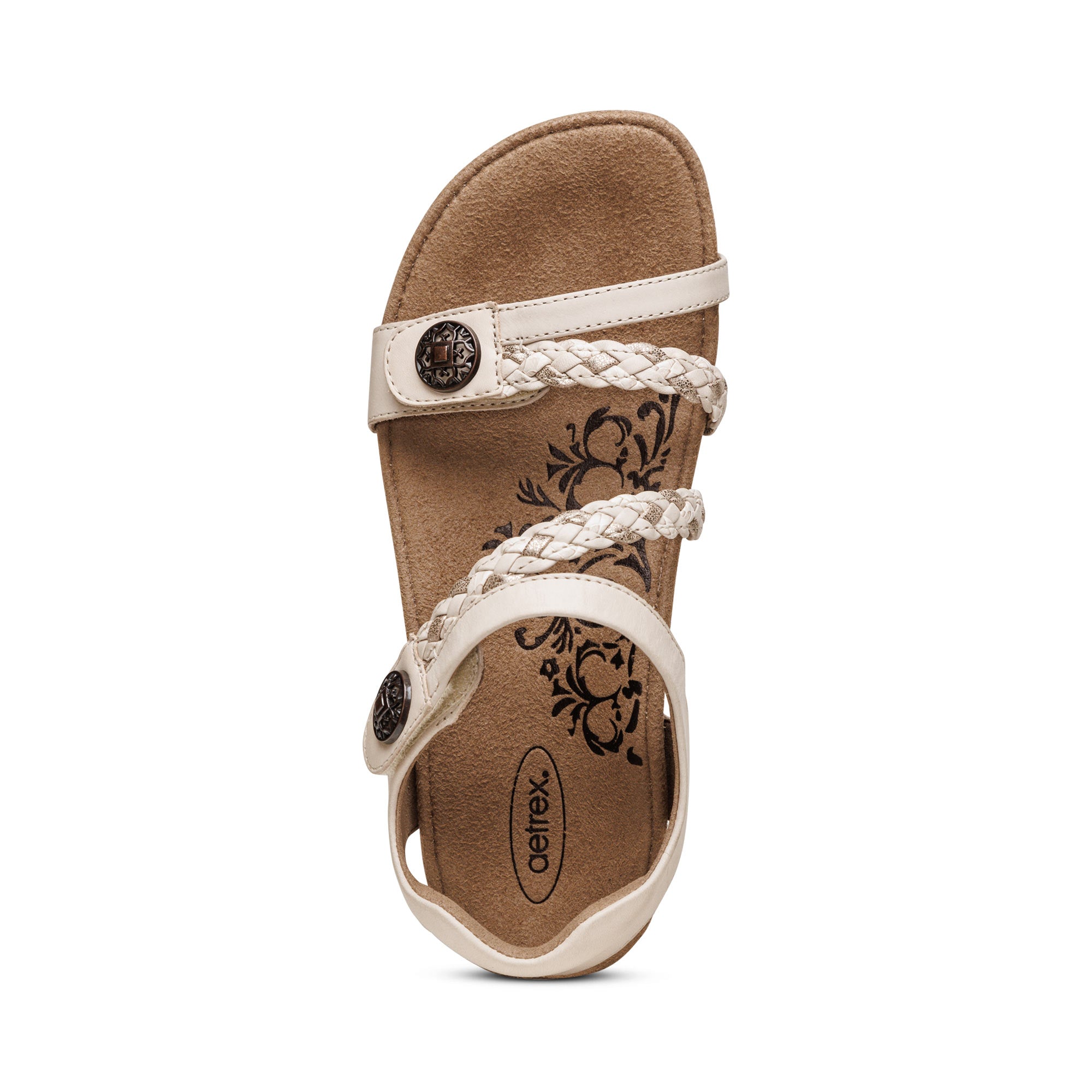 Aetrex Jillian Quarter Strap Braid Ivory