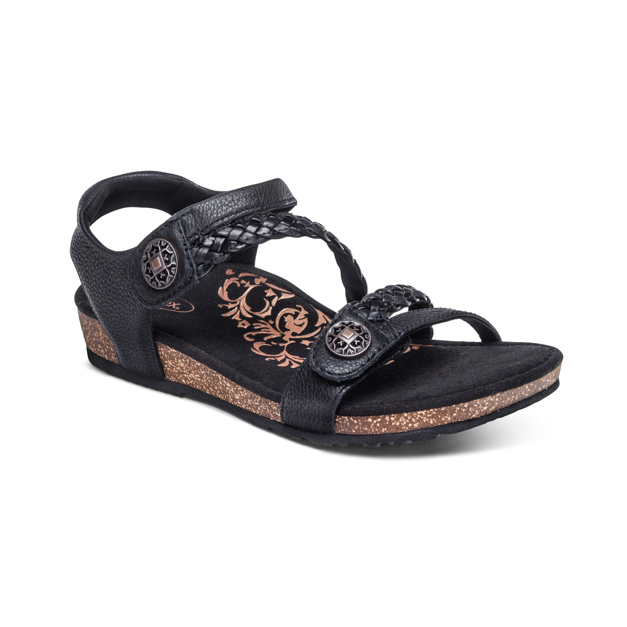 Aetrex Jillian Quarter Strap Braid Black