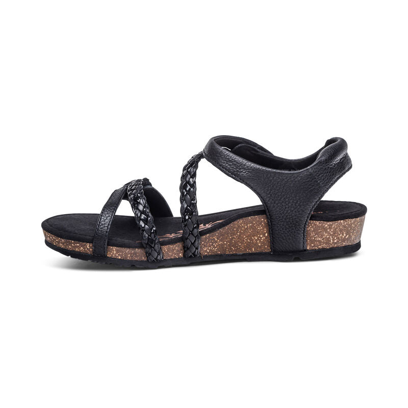 Aetrex Jillian Quarter Strap Braid Black