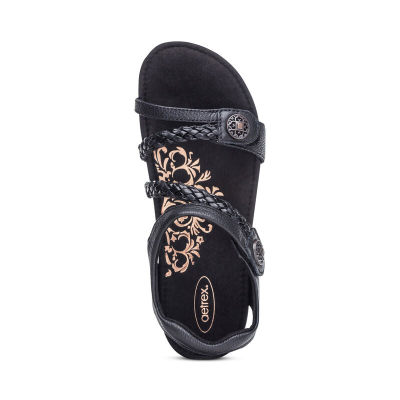 Aetrex Jillian Quarter Strap Braid Black