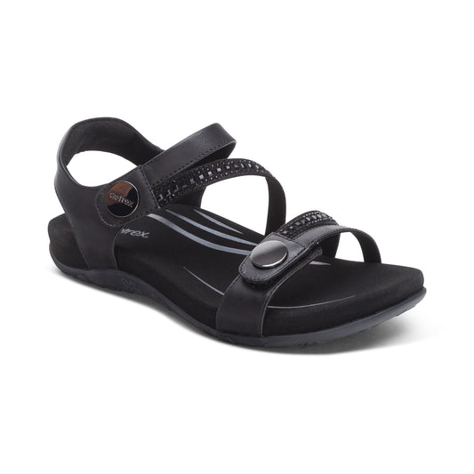 Aetrex Jess Quarter Strap in Black Sparkle