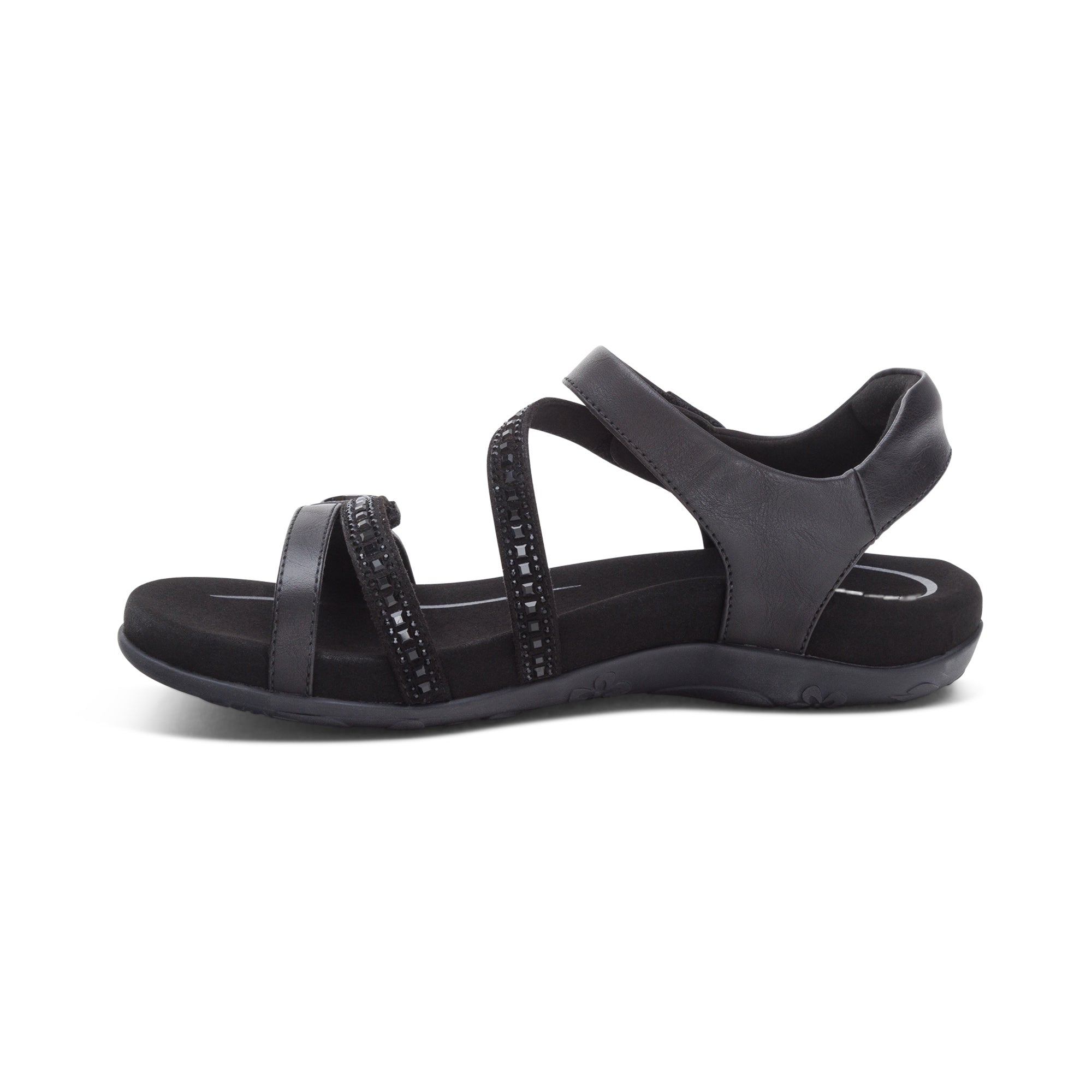 Aetrex Jess Quarter Strap in Black Sparkle