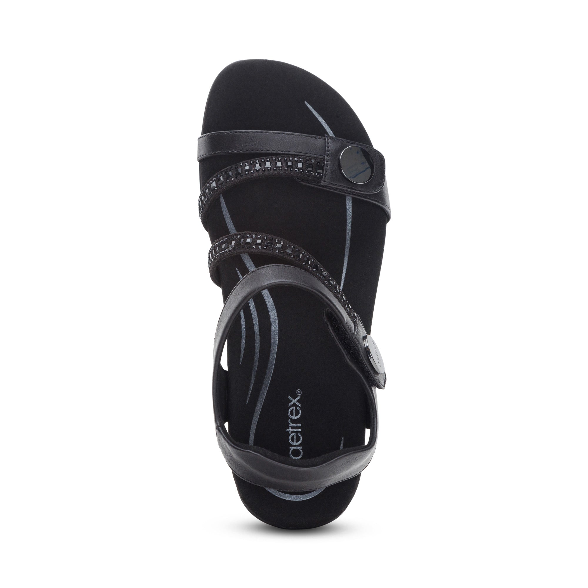 Aetrex Jess Quarter Strap in Black Sparkle