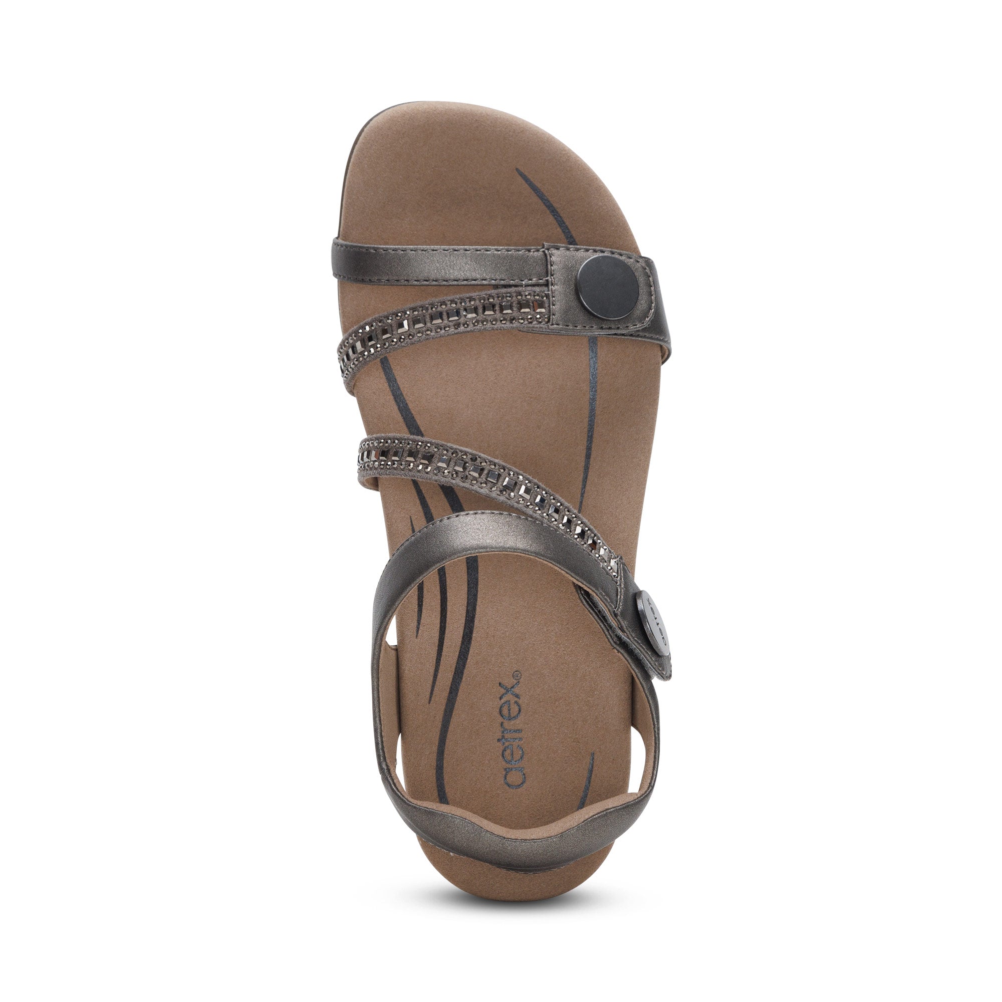 Aetrex Jess Quarter Strap in Pewter Sparkle