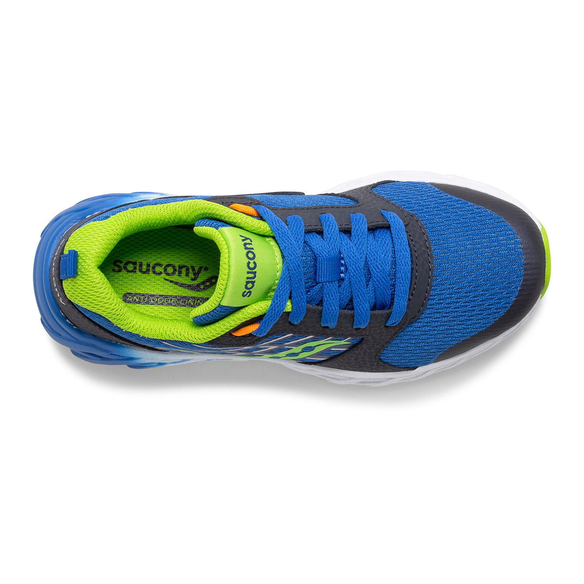 SK265249  Big Kid's Saucony Wind 2.0 A/C Sneaker in Blue/Green LACE *WIDE*