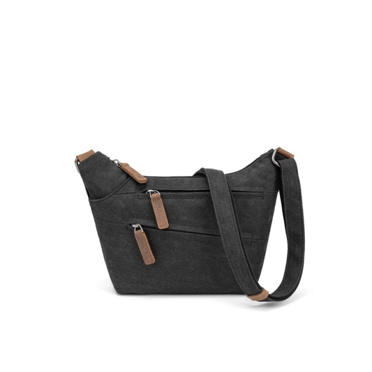 DAVAN Small Waxed Canvas Shoulder Bag BLACK - SSB 620W