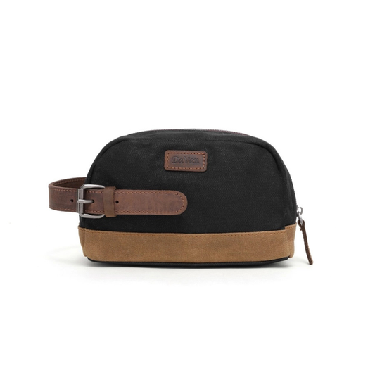 DAVAN Small Waxed Toiletry Bag BLACK X383-Black