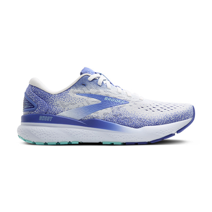 Brooks Women's Ghost 16 - Medium Width White/Amparo Blue/Limpet Shell
