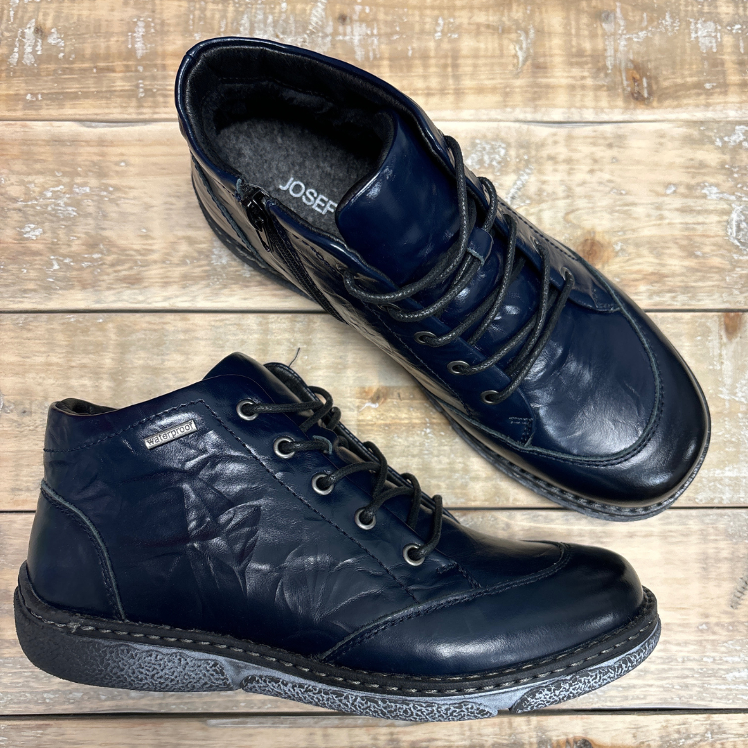 Josef Seibel Priscilla 01 in Navy Leather - Waterproof