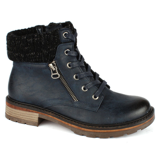 Wanderlust Amy's Low Lace Boot - Wide Navy