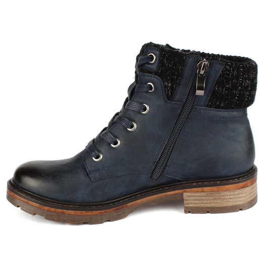 Wanderlust Amy's Low Lace Boot - Wide Navy