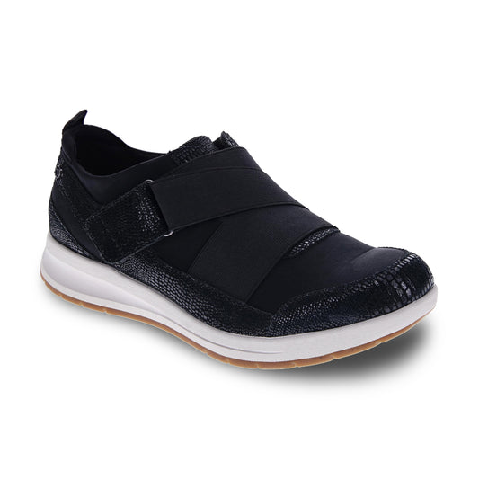 Revere Virginia Adjustable Sneaker in Black Lizard in Wide Width *LAST PAIRS*