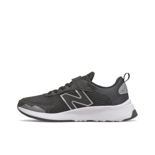 PT545BO1 New Balance Little Kids' Dynasoft 545 Bungee Lace with Top Strap - Black/White/Silver Metallic *WIDE*