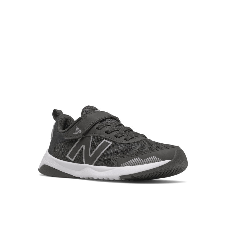 PT545BO1 New Balance Little Kids' Dynasoft 545 Bungee Lace with Top Strap - Black/White/Silver Metallic -  Wide
